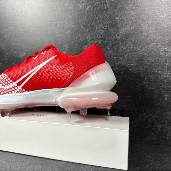 NIKE FORCE ZOOM TROUT 7 PRO UNIVERSITY RED MENS SIZE 9 METAL STUDS WHITE NEW - Picture 10 of 10